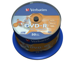 Verbatim - 47gb Dvd-r 16x - Printable Spindle Box Of 50