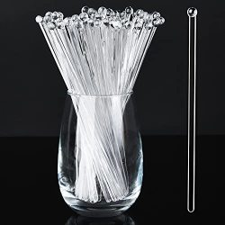 Aboat 120 Pieces 7.3 Inch Plastic Round Top Swizzle Sticks, Crystal