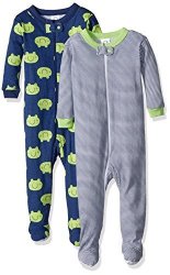 Gerber Baby Boys 2 Pack Footed Sleeper Frogs stripes 9 Months