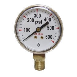 Uniweld G8S Gauge With 0-600 Psi And 1 4-INCH Npt Bottom Mount Gold Steel Case 2-INCH