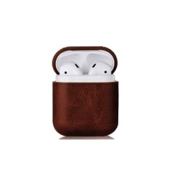 Apple Protective Leather Cover For Airpods Charging Case Pu Leather Dark Brown