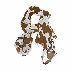 Cow Skin Brown And White Spotted Women Lightweight Silk Scarf Fashion Print Shawl Head Wraps