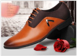 Men Leather Black Brown Orange Shoes Flats Business Oxford Shoes Crazy R469