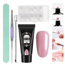Vrenmol 30ML Clear Poly Gel Uv Nail Enhancement Builder Finger Extension Gel With Nail Brush Nail Art Manicure Kit Cover Pink