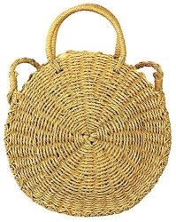 Round Bootiki Straw Handbag Handmade Purse Woven Summer Tote Rattan Bag