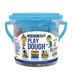 Marlin Kids Play Dough 200G Bucket 10 Assorted Colours + 5 Plastic Moulds Pack Of 12