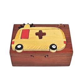 South Asia Trading Handmade Wooden Art Intarsia Trick Secret Cowboy Boots And Hat Jewelry Puzzle Trinket Box 4571 G3