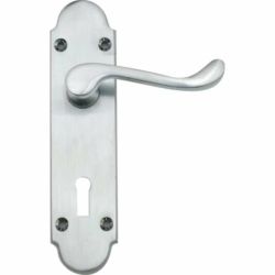 Victorian Lever Handle On Back Plate - Satin Nickel With 2 Lever Lock