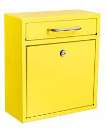 Adiroffice Locking Drop Box - Wall Mounted Mailbox - Medium Yellow
