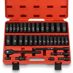 VCT 1/2-Inch Drive Shallow Impact Socket Set with Extension Bars 32-Piece 