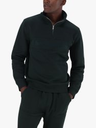 Men&apos S Dark Green Asher Collared Fleece Sweatshirt