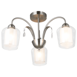 Bright Star Lighting - 3 Light Satin Chrome Chandelier With Clear And Frosted Glasses