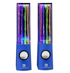 Soundsoul Water Dancing Speakers Light Show Water Fountain Speakers LED Speakers 3.5MM Audio Plug 4 Colored LED Lights Portable Speakers - Blue