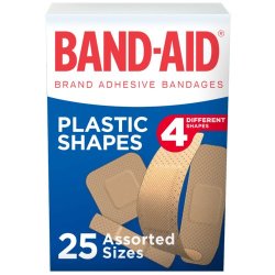 Band-Aid Plastic Shapes Assorted Sizes Pack Of 25