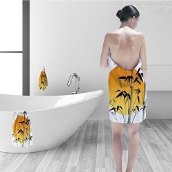Nalahomeqq Hand Towel Set Bamboo House Decor Bamboos Across The Sun Aesthetic Japanese Culture Lifestyle Mystic Artwork Bathroom Accessories Orange Black White
