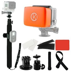 Camkix Pole And Floater Bundle For Gopro Hero 4 3+ 3 2 1 Includes A 14 40 Pole Straps To Attach Remote Remote Not Included Float For Backdoor Waterproof Velcro Adhesive Attachments