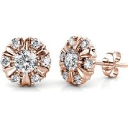 DESTINY Sun Petal Earrings With Crystals From Swarovski - Rose Gold