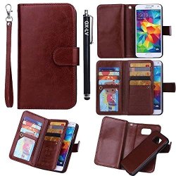 Galaxy Note 5 Case Gx-lv Galaxy Note 5 2 IN1 Split Wrist Strap Leather Wallet Case Cover For Samsung Galaxy Note 5 With Card Slot Gx-lv Retail Packaging Brown
