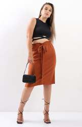 Ladies Paperbag Skirt - Rust - Rust 44