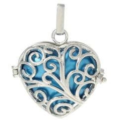 Mexican Bola Pendant - Pregnancy Heart Shaped Harmony Ball Chime Pendant And Angel Call Chime