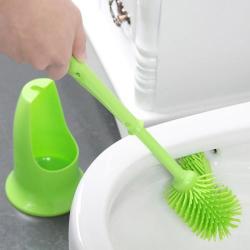 Multi-function Two Sides Brushes Plastic Pp And Tpr Toilet Brush With Holder Green