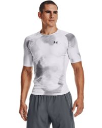 Men's Ua Iso-chill Compression Printed Short Sleeve - White XL