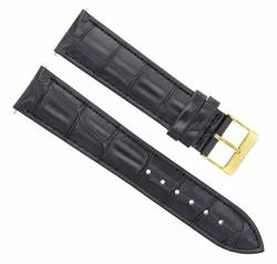 Leather Watch Band Strap For Rolex Cellini Datejust Watch 20 16MM Black Gold
