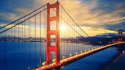Eblank 5D Diamond Painting Full Drill Golden Gate Bridge Sunset Diy Diamond Paint By Kit For Home Wall Decoration