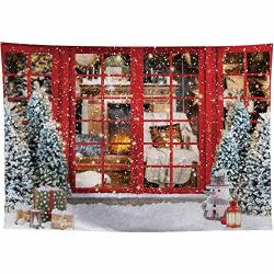 Funnytree 8x8ft Durable Fabric Christmas Forest Party Backdrop No Wrinkles Winter Wonderland Xmas Night Snow Landscape Photography Background Snowflakes Tree Decor Banner Portrait Photo Studio