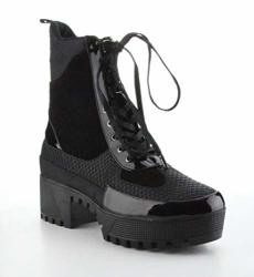 commander chunky sole lace up ankle boot in black