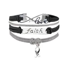 - Faith Hope Skin Cancer Support Infinity Bracelet - Black Grey