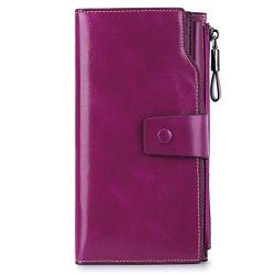 S-ZONE Women&apos S Rfid Blocking Large Capacity Genuine Leather Clutch Wallet Card Holder Organizer