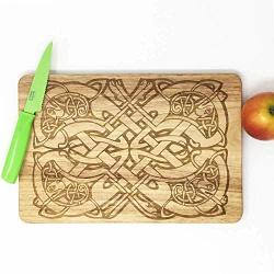 Celtic Design Cutting Board.irish Chopping Board Present. Ireland Fans.ireland Lovers Gift.wooden Chopping Board With 4 Engraved Celtic Dogs.practical Art.celtic Design Gift Idea.