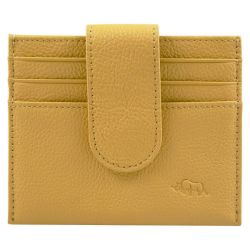 Genuine Leather Wallet With Clip Closure - Yellow