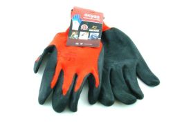 red and black work gloves