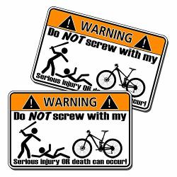 2 Sign Warning Do Not Screw With My Bicycle 2X1 Inches Lunch Box Bumper Usa Sticker Love Baby Laptop Car Window Truck Hiking Water