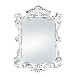 Mirror Wall Rustic Contemporary Framed Square Regal White Etched Wall Mirror