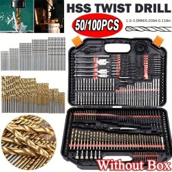 100 50PCS Titanium Coated Hss High Speed Steel Drill Bit Set Tool