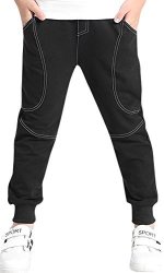KIDS Cotton Fleece Pull On Active Sports Jogging Sweat Pants With Pockets For Little Boys & Big Boys Black Age 10T-11T 10-11 Years = Tag 160