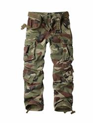 Akarmy Men's Casual Relaxed Fit Cargo Pants Outdoor Multi-pocket Cotton Relaxed Fit Work Pants 3354 Battlefield Camo 30