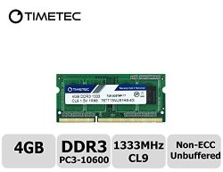 Timetec Hynix Ic 4GB DDR3 1333MHZ PC3-10600 Non Ecc Unbuffered 1.5V CL9 1RX8 Single Rank 204 Pin Sodimm Laptop Notebook Computer Memory RAM Module