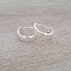 Tabella 925 Sterling Silver Cz Hoop Earrings Size: 14MM 4MM Thick