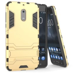 2-IN-1 Hybrid Dual Shockproof Stand Case For Nokia 6 - Gold