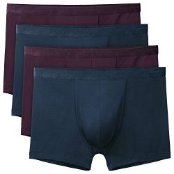 David Archy Men's 4 Pack Micro Modal Low Rise Trunks S Wine Red+navyblue