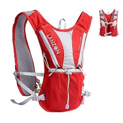 Lanzon Hydration Pack Marathon Running Vest No Bladder - Red