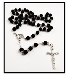 8MM Black Rubberized Bead Rosary