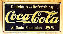 Coke Weathered 1910 Logo Tin Sign 16 X 9IN