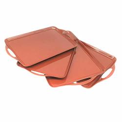 Gwpp Melamine Plastic Serving Tray With Handle Set Of 2 In 2 Assorted Sizes. For Restaurant Indoor Or Outdor Picnic Camping. T9823 Browm