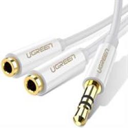 UGreen 3.5MM Audio Male To 2X Female Audio Splitter - 0.25M Adapter With Gold-plated Connectors - White Retail Box 1 Year Limited Warranty description 3.5MM