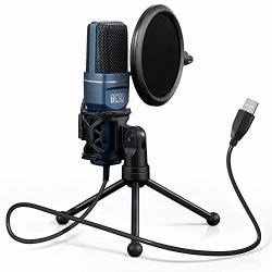 USB Gaming Microphone Tonor Computer Condenser PC MIC With Tripod Stand & Pop Filter For Streaming Podcasting Vocal Recording Compatible With Imac PC Laptop
